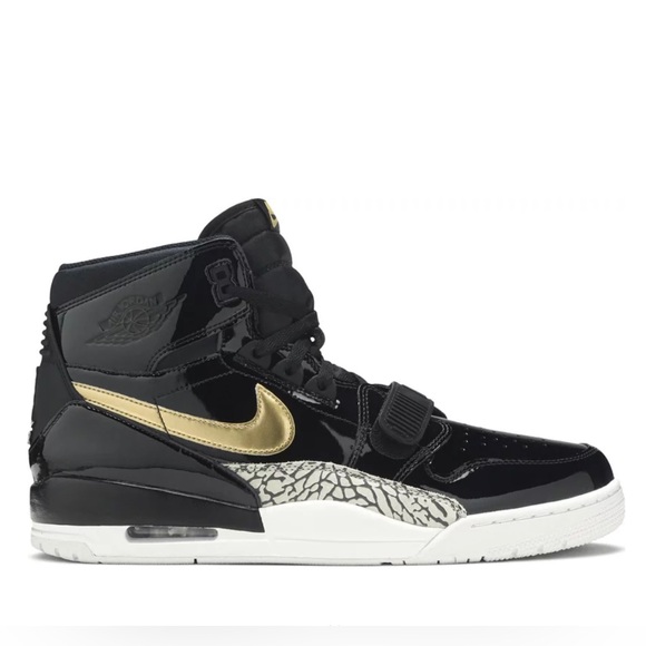 Nike Other - Nike Air Jordan Legacy 312 ‘Black Gold’ Patent High Top Sneakers 9